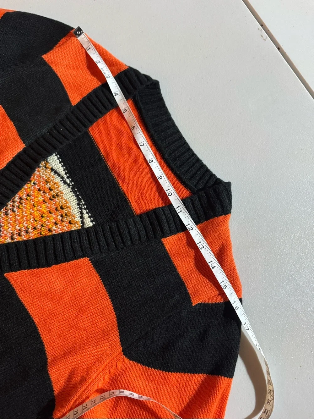 Orange/Black Striped Knit V-Neck Button-Front Embroidered Cat Cardigan S
